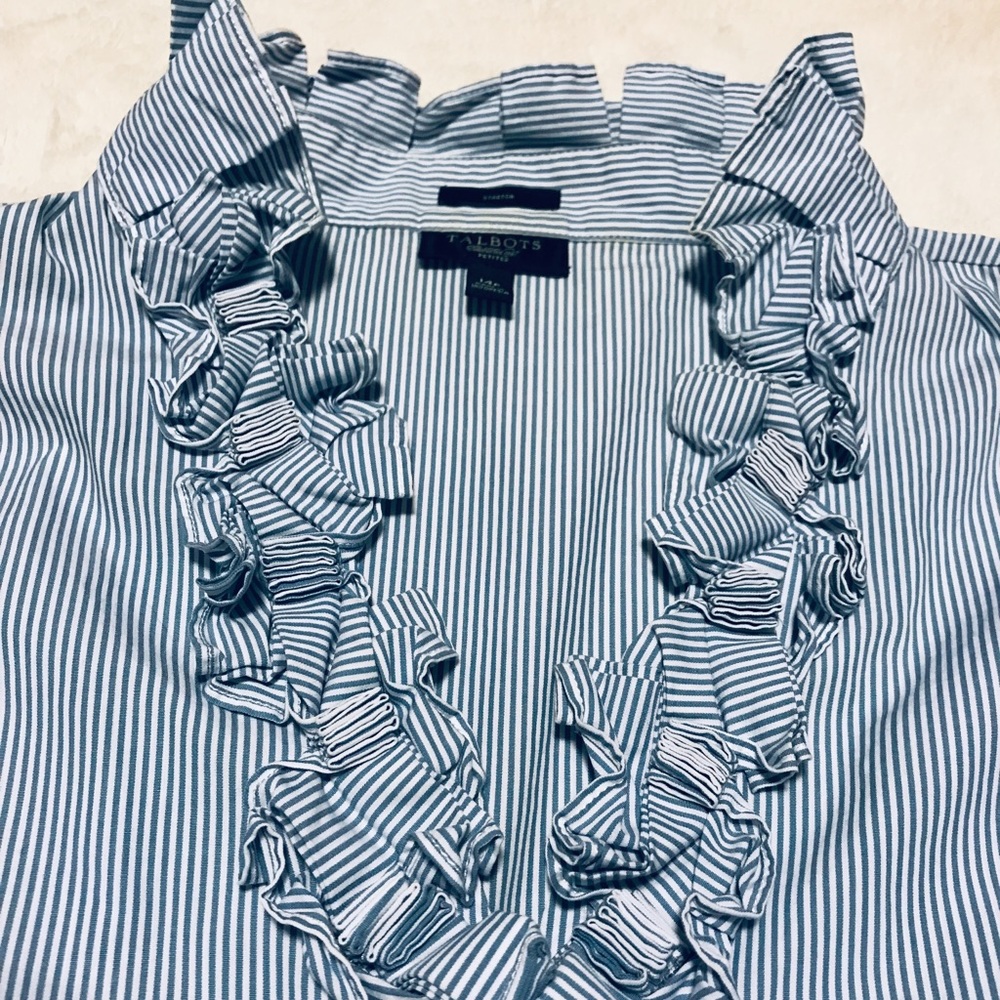 Talbots 3/4 Sleeve Ruffled Collar Blouse